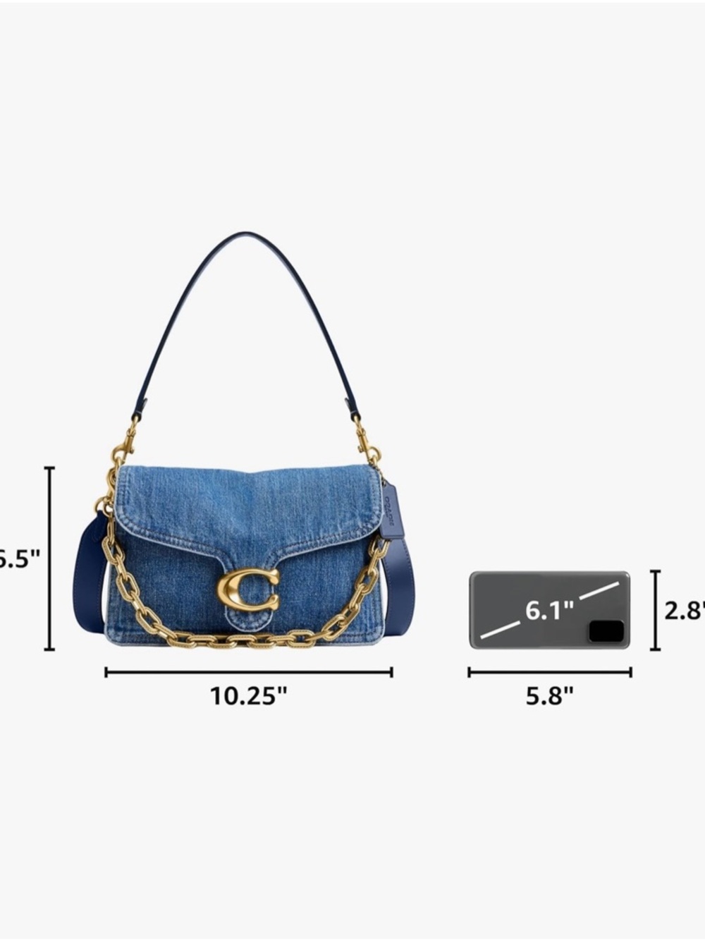 Coach Chain Tabby 26 Denim Shoulder Bag - Picture 4 of 16